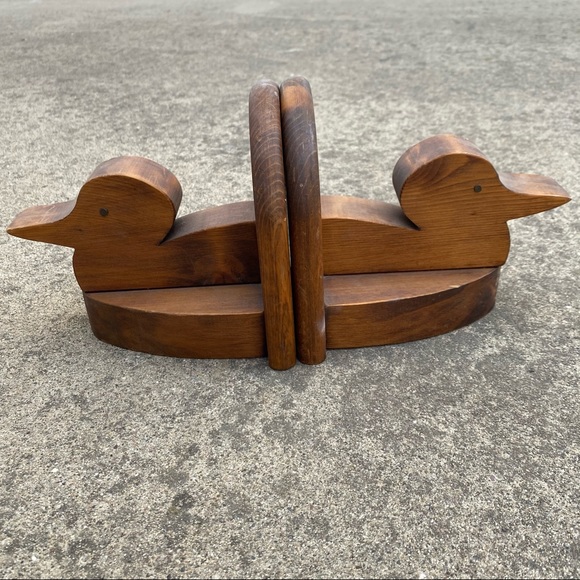 Vintage Wooden Duck Bookends